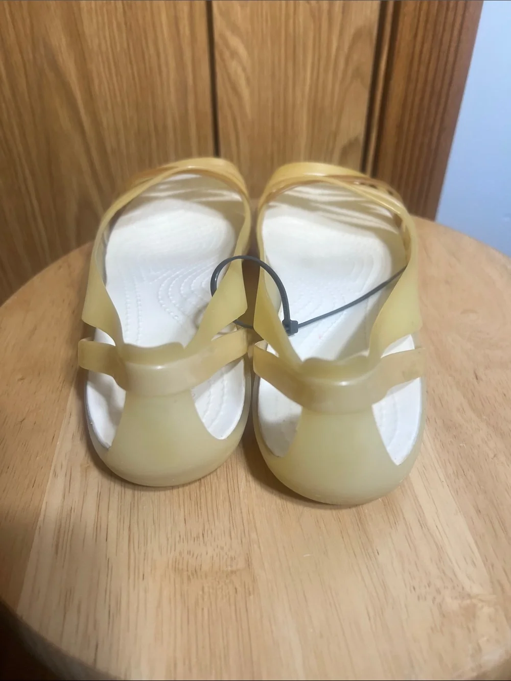 CROCS Women's Translucent Yellow Jelly Strappy Flats